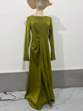 Robe longue de style automnal en satin pour banquet de la Présidente