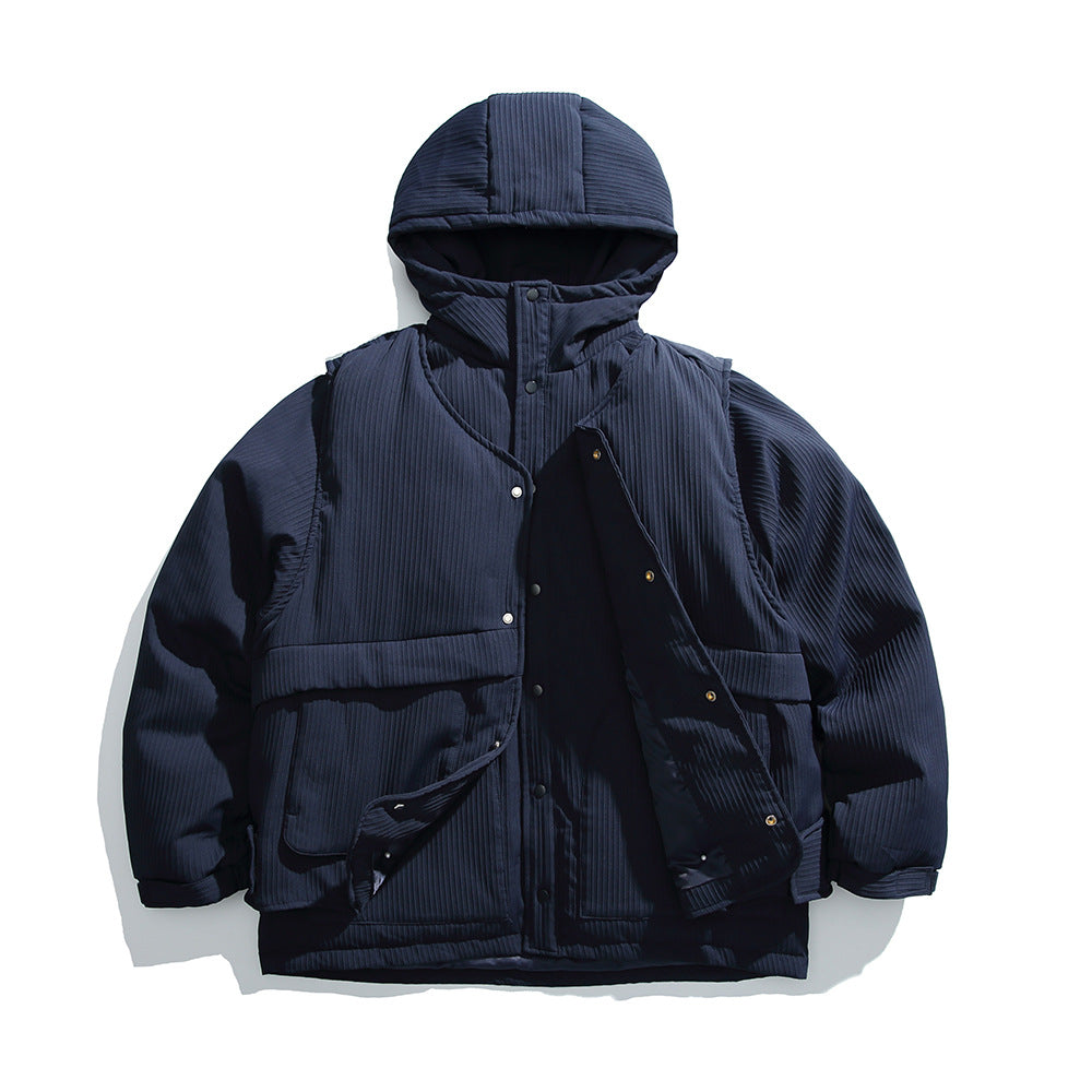 Two piece hooded down jacket