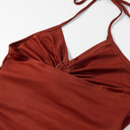 Slimming strap drawstring dress