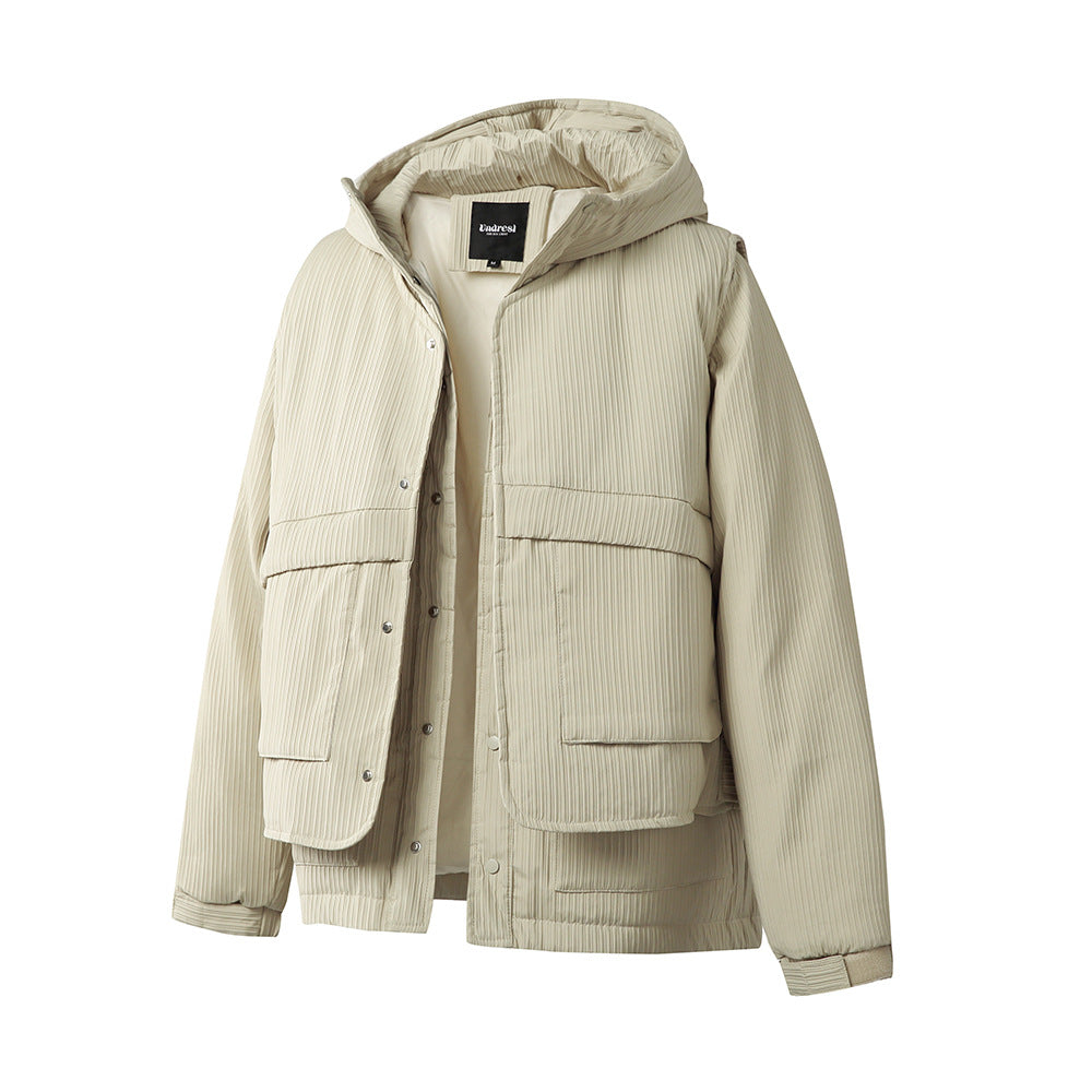 Two piece hooded down jacket