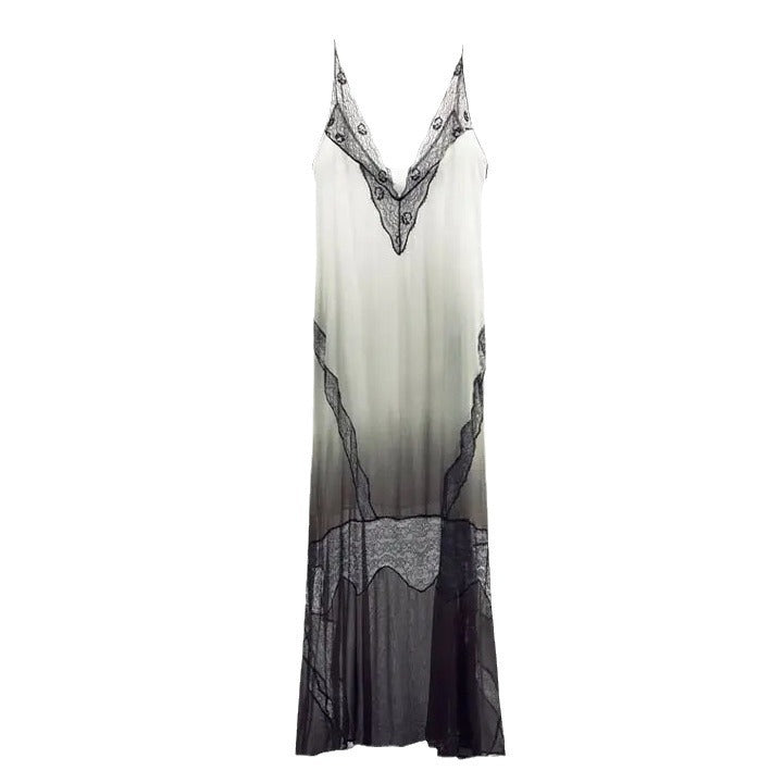 Lace patchwork suspender dress