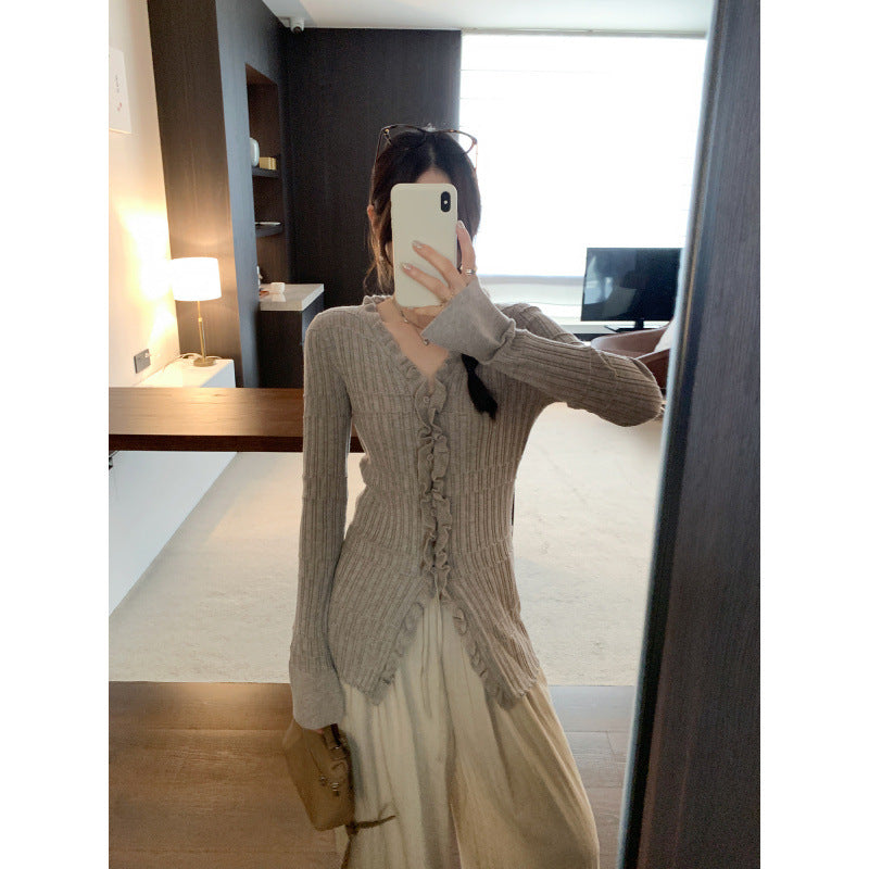 Cardigan Col V Volants