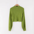 Long sleeved half high neck lotus leaf sweater