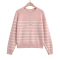 Striped round neck long sleeved loose sweater