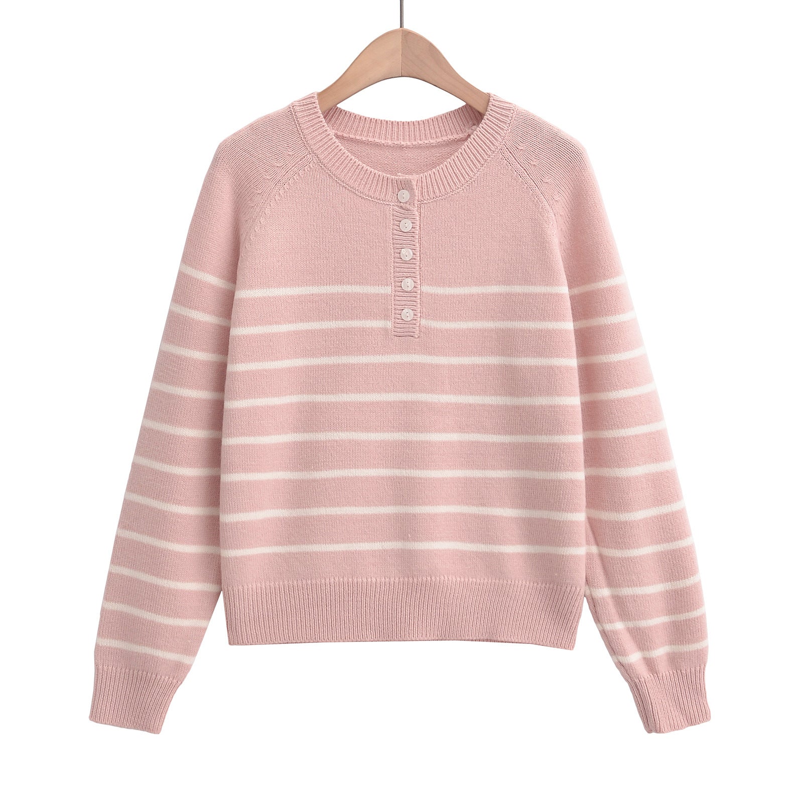 Striped round neck long sleeved loose sweater