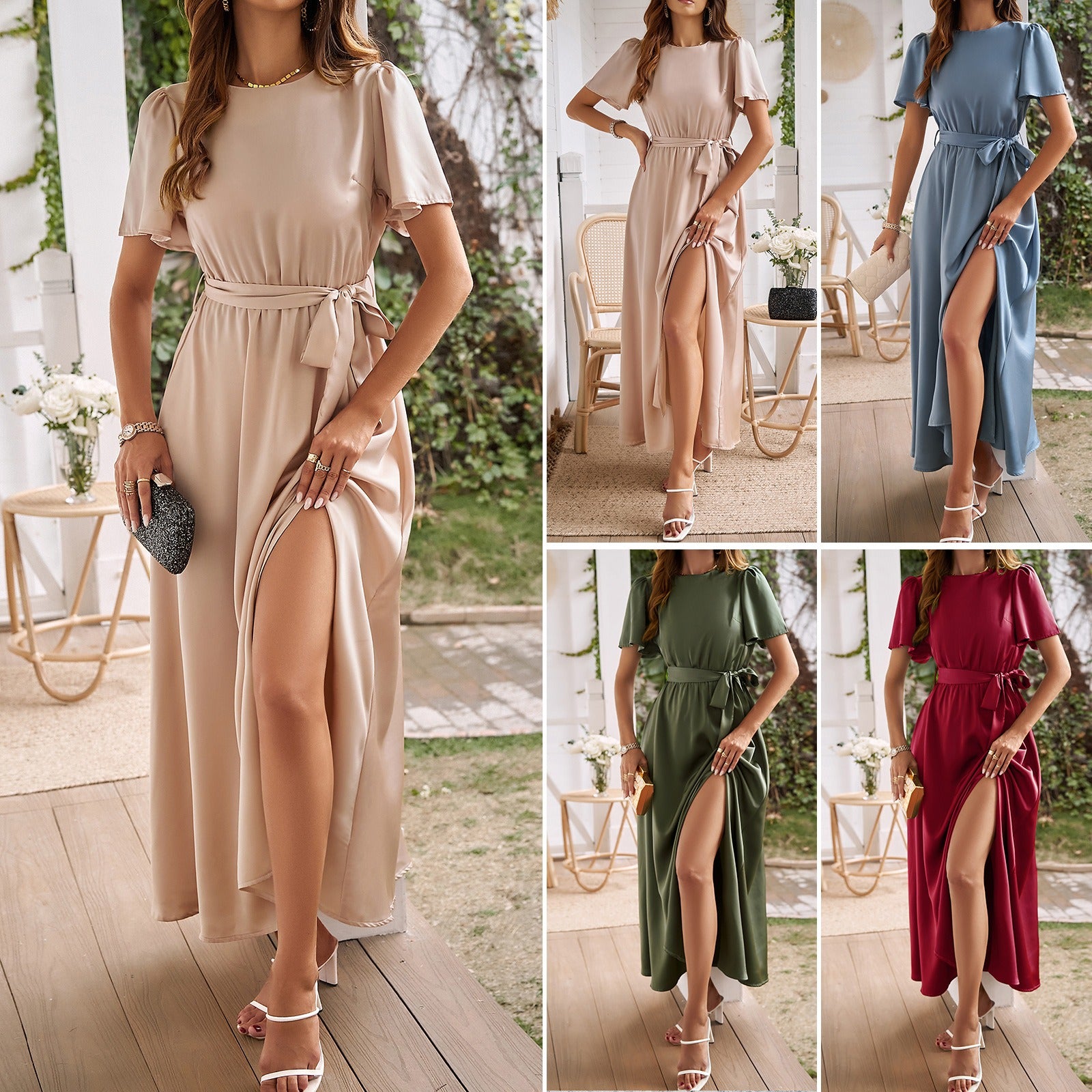 Robe Fendue Laçage Élégante