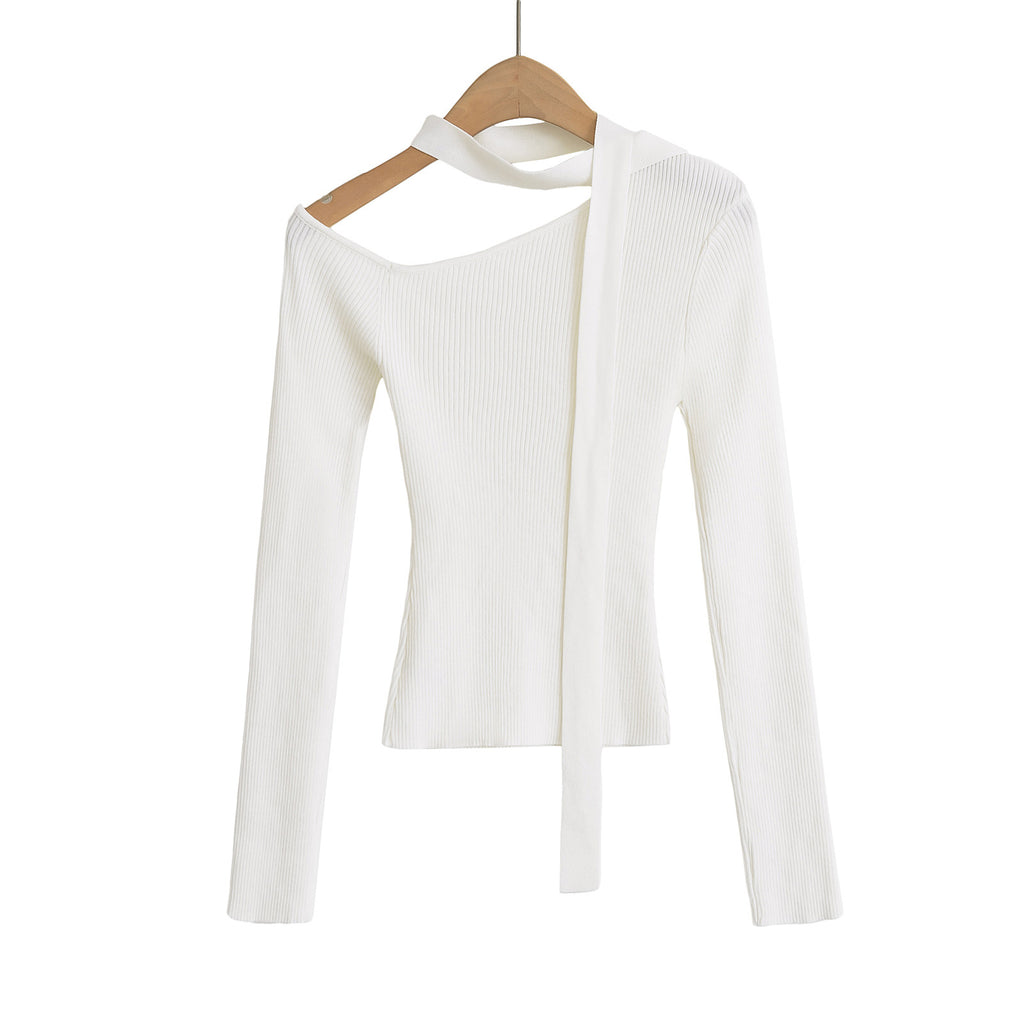 Slanted collar off shoulder top