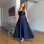 Satin suspender evening dress fashion dress