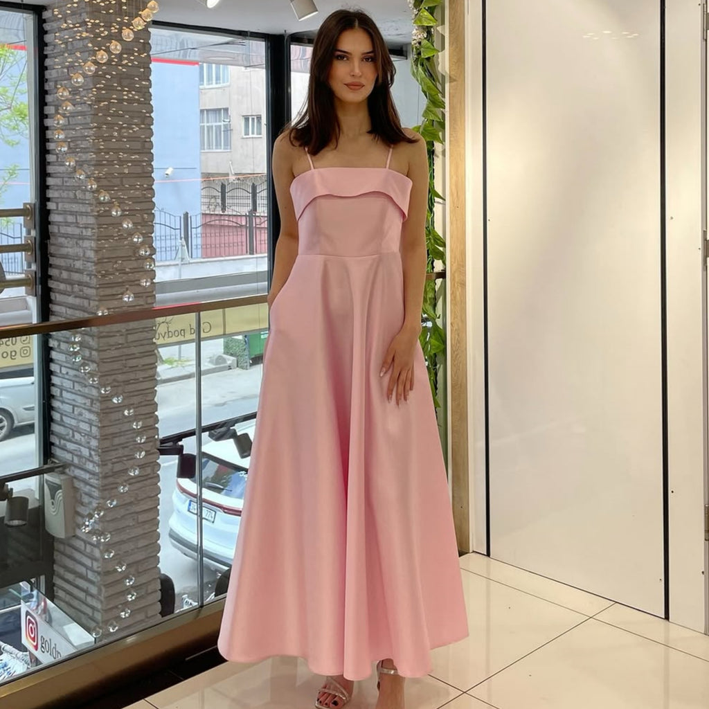 Satin suspender evening dress fashion dress