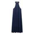 Hanging neck denim dress