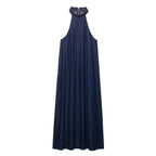 Hanging neck denim dress
