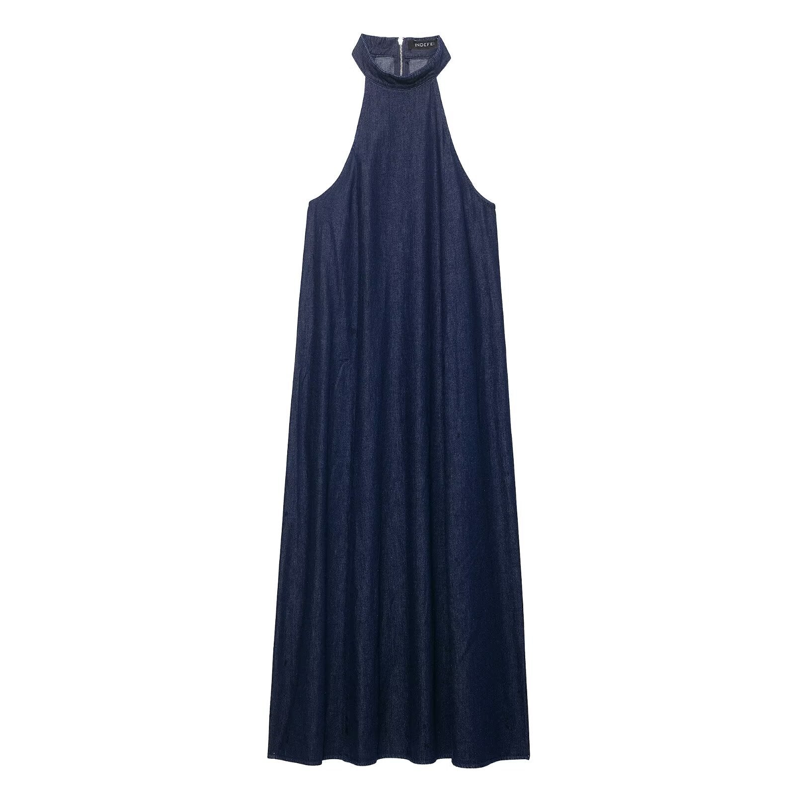 Hanging neck denim dress