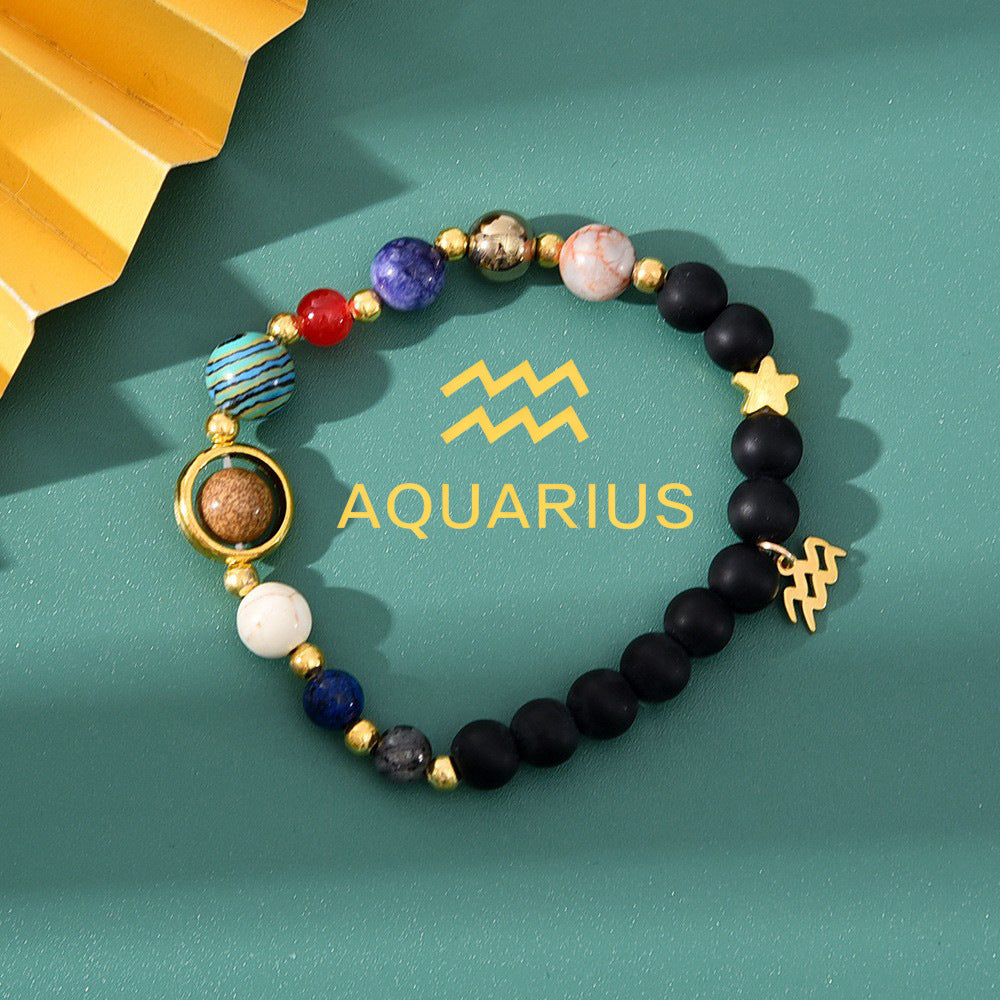 Bracelet Perlé Pierre Naturelle Œil de Tigre Signe Zodiaque