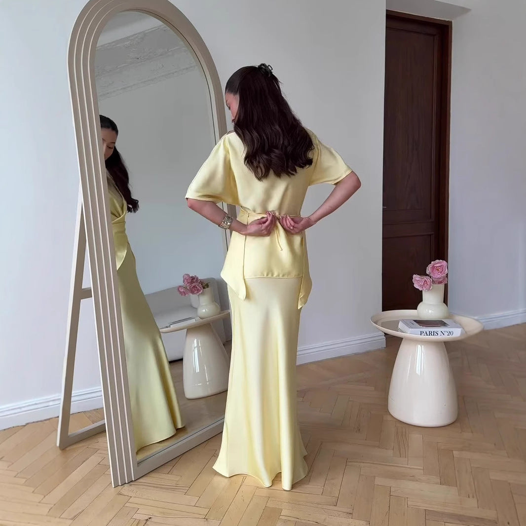 Short Sleeve Long Dress Set Women's Dress