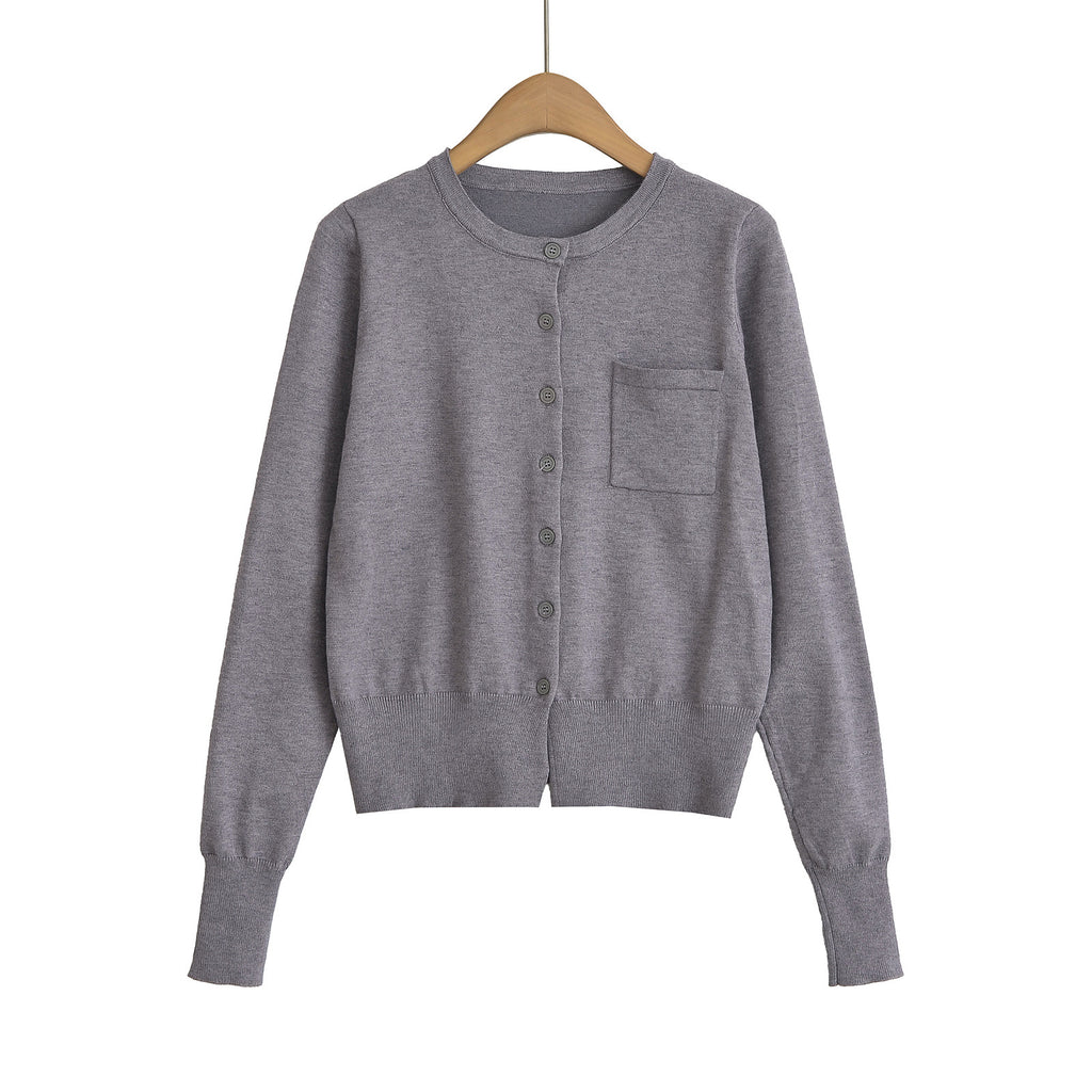 Chemise Col Rond Poche Poitrine