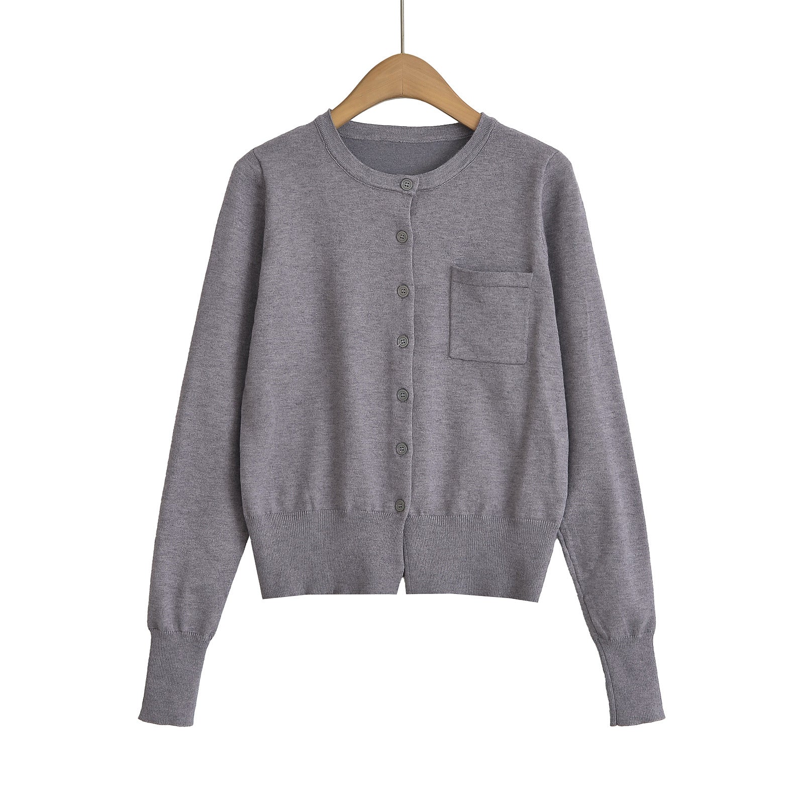 Chemise Col Rond Poche Poitrine