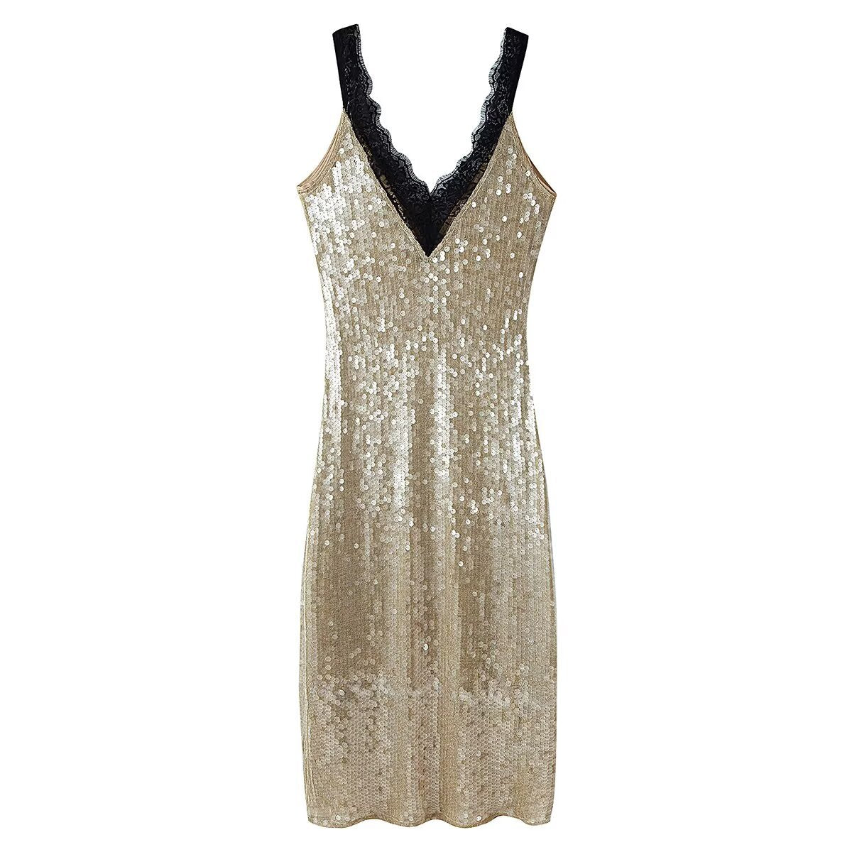 Bead embellished lace dress
