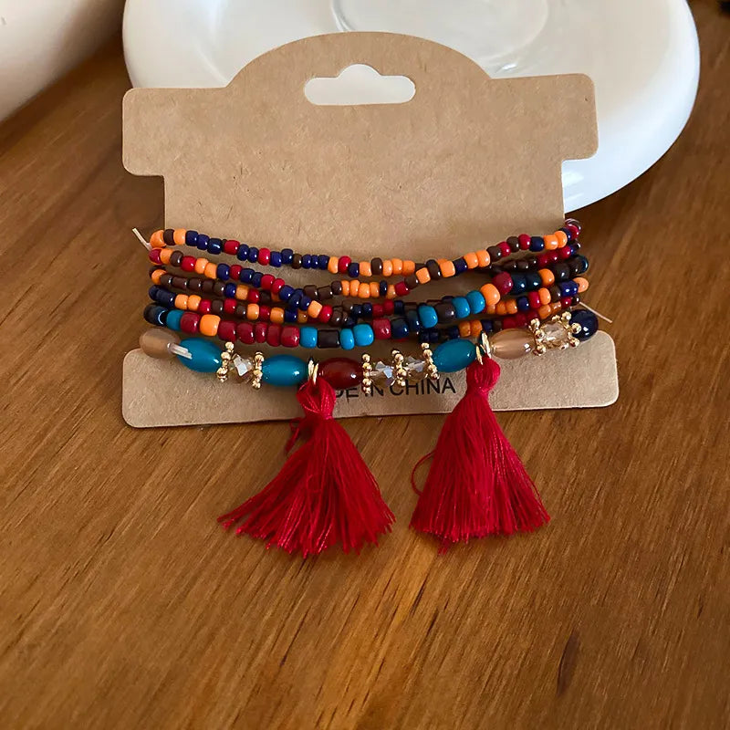 Bracelet Perles Riz Pompon