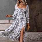 Robe Longue Fleurie Manches Longues