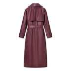 Veste en Cuir Longue à Laçage