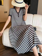 Striped pleated dress