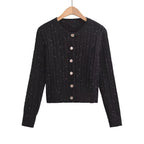 Slim fit round neck single breasted sweater