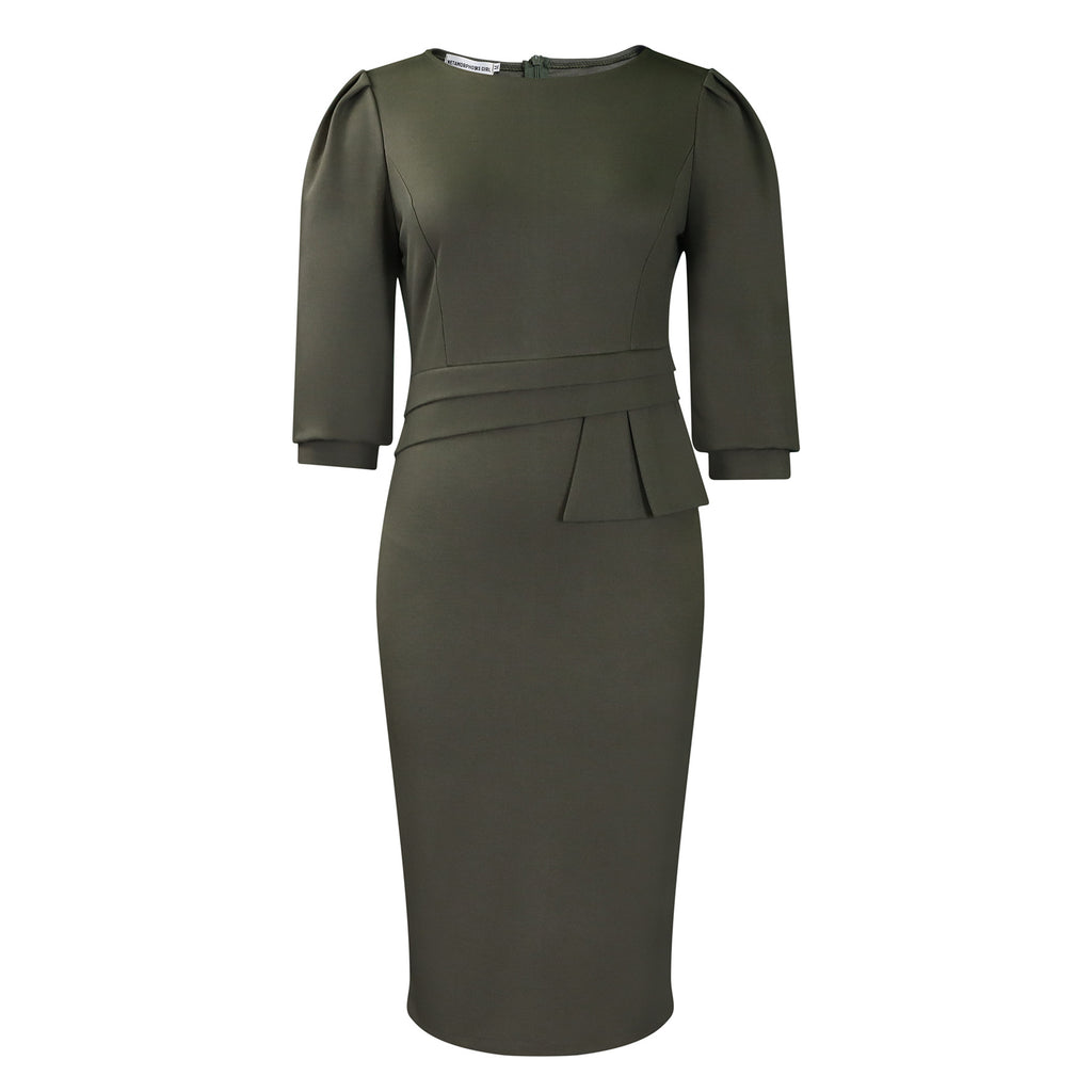 Round Neck Pleated  Dress