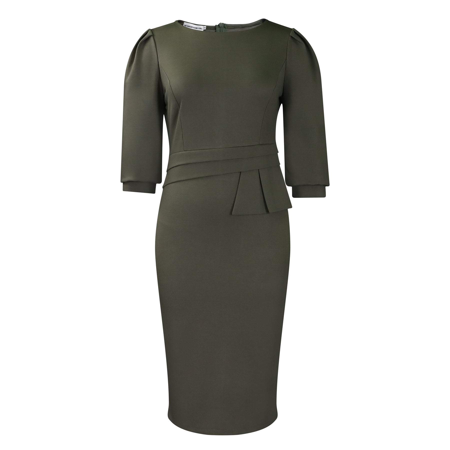 Round Neck Pleated  Dress