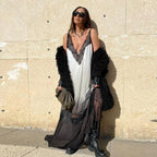 Lace patchwork suspender dress