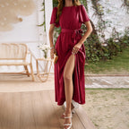 Robe Fendue Laçage Élégante