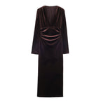 Wrinkled Velvet Midi Dress