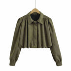 Veste Courte Plissée Col Ouvert
