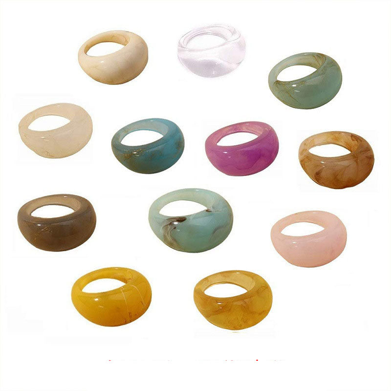 Set 12 Bagues Acryliques Colorées