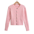 Slim fit round neck single breasted sweater