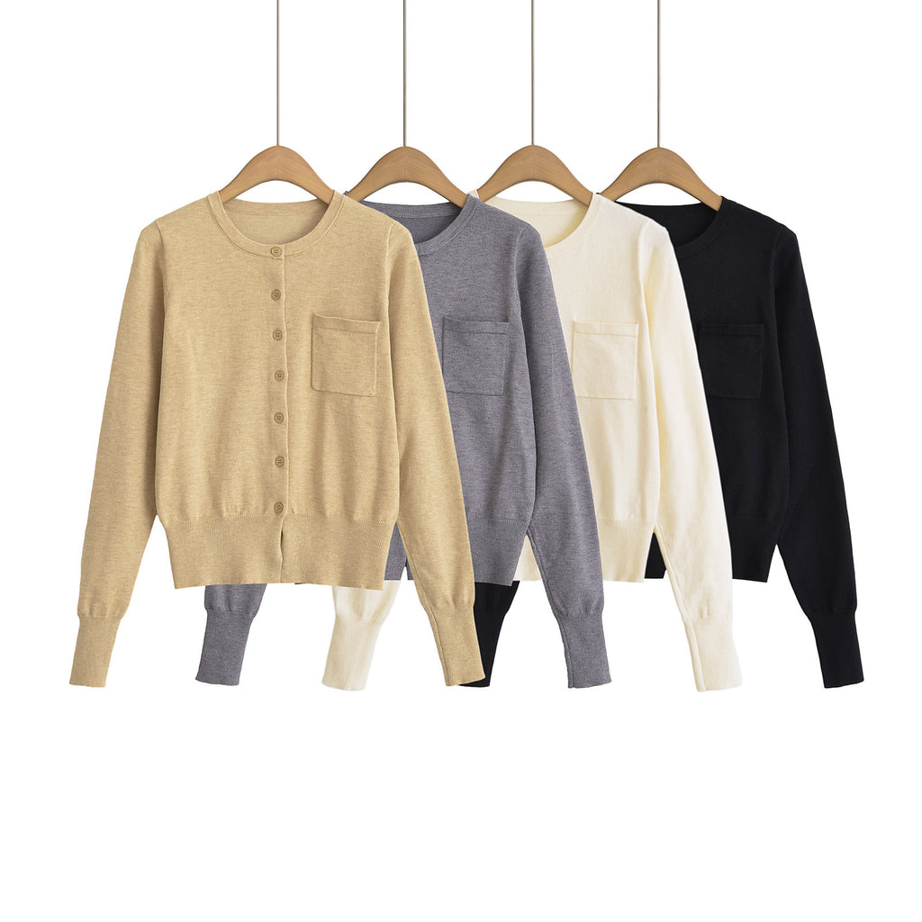 Chemise Col Rond Poche Poitrine