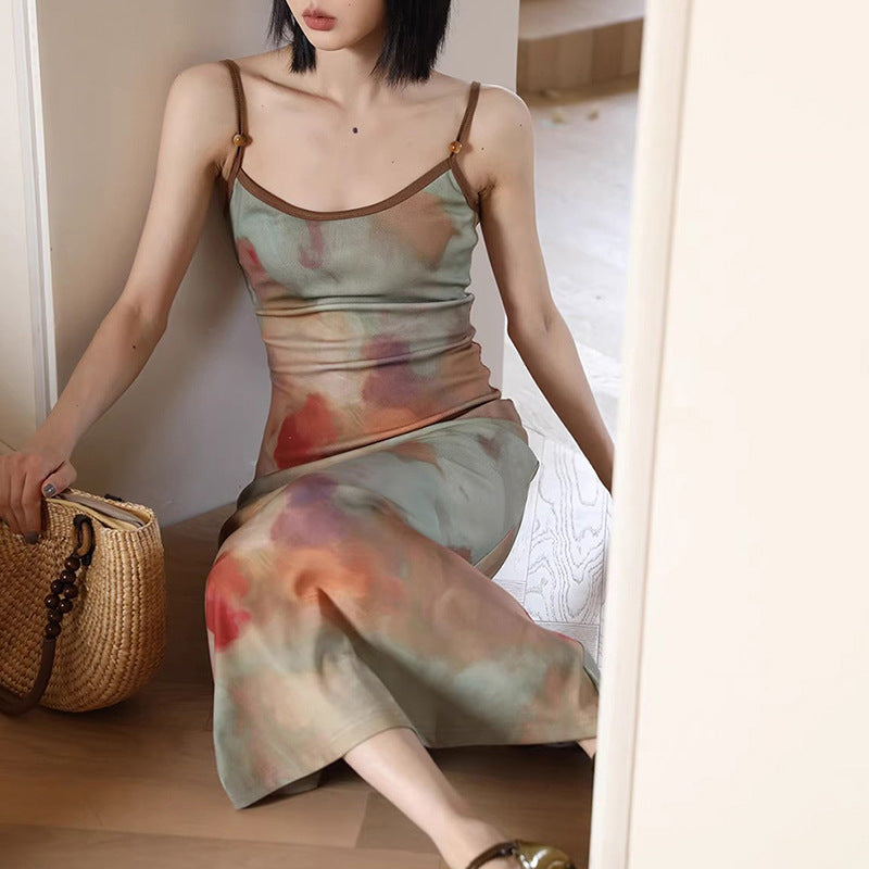 Strapless Dress with Gradient Print Dress