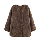 Manteau ample en suède et fourrure d'agneau