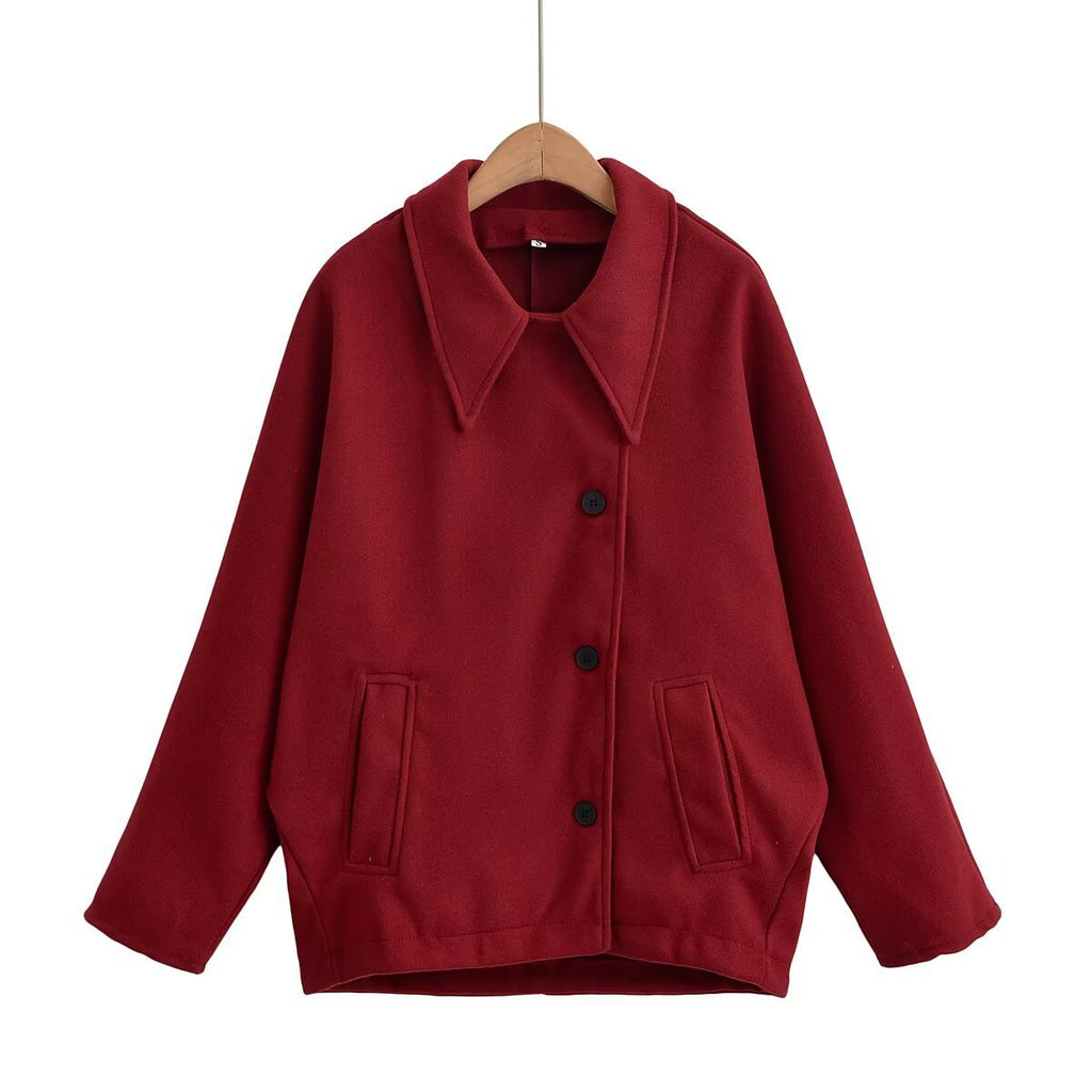 Bat sleeve woolen women's long sleeved jacket