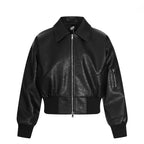 Veste en Cuir Courte Style Moto
