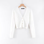 V-neck long sleeved cardigan sweater