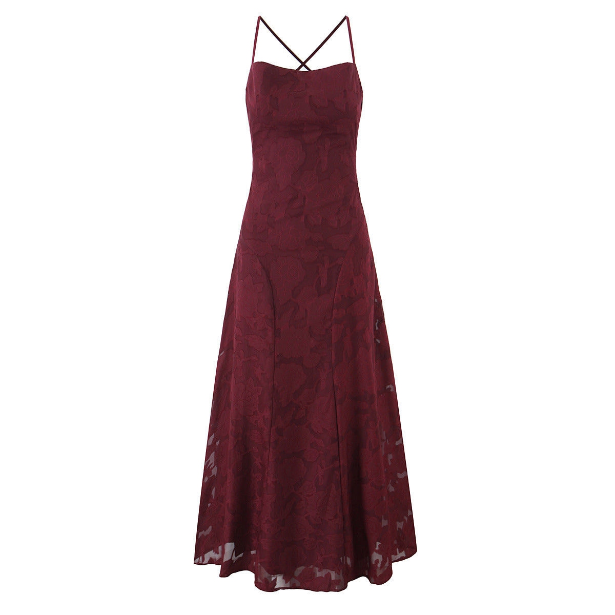 Strap up backless embroidered strapless dress dress