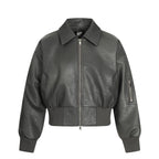 Veste en Cuir Courte Style Moto