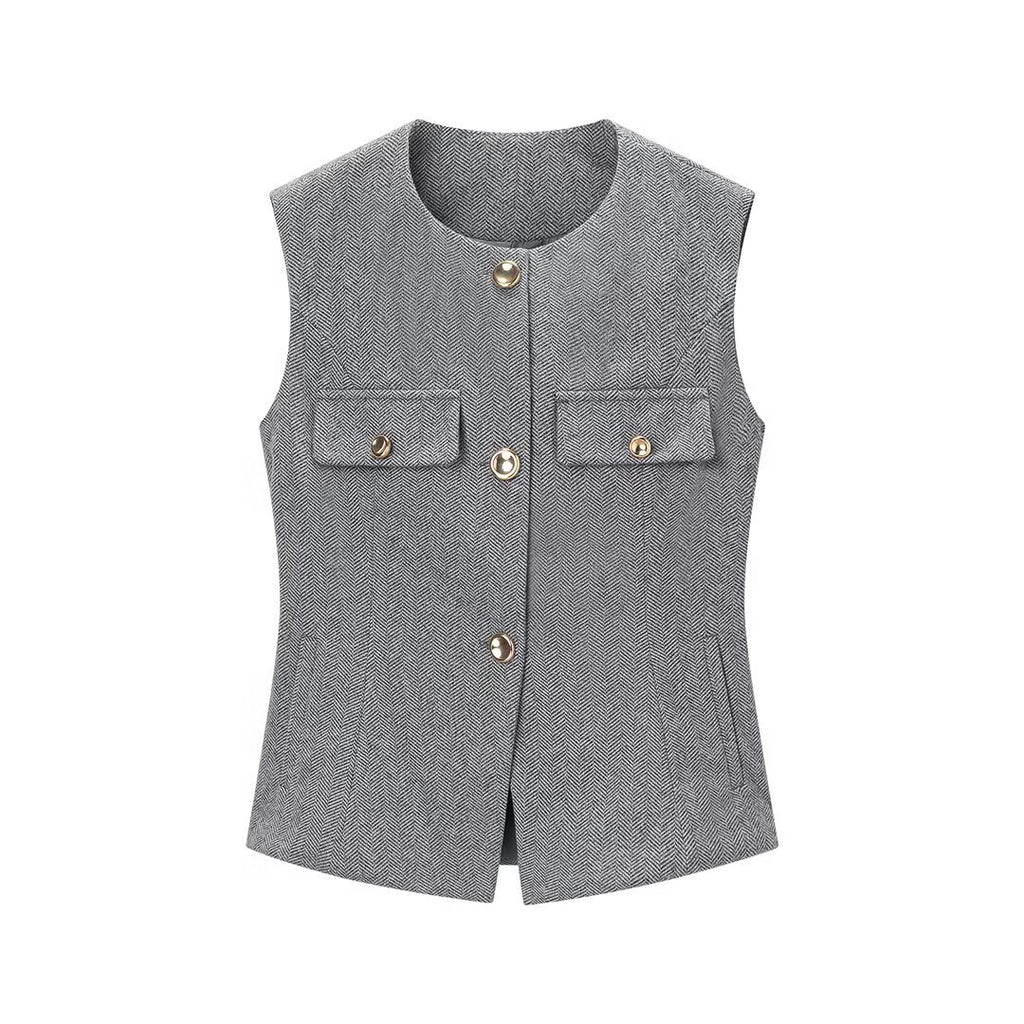 Gilet trapèze à chevrons + legging évasé
