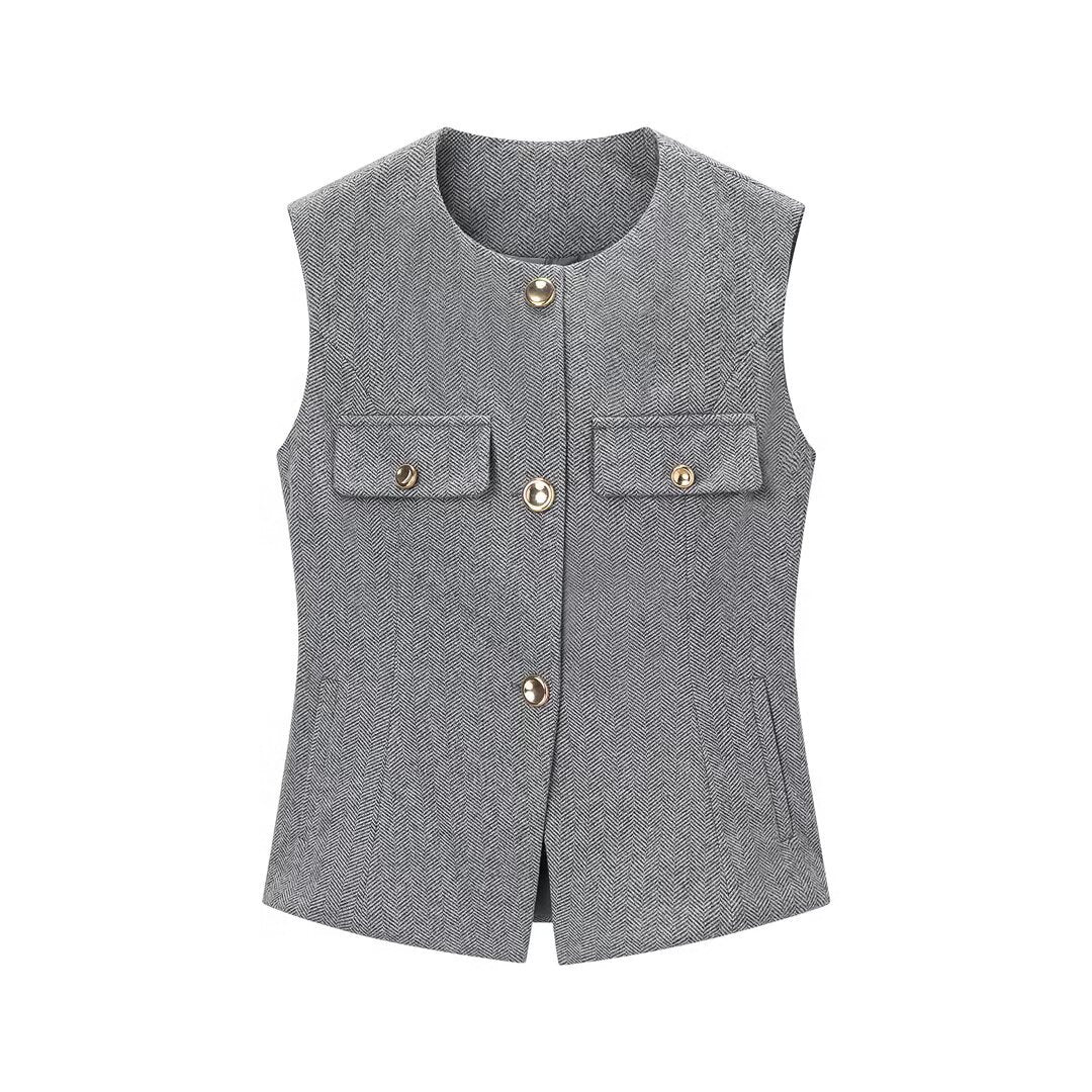 Gilet trapèze à chevrons + legging évasé