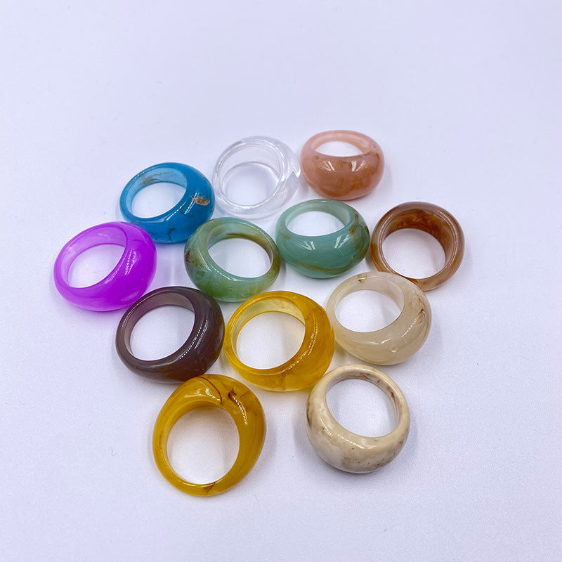 Set 12 Bagues Acryliques Colorées