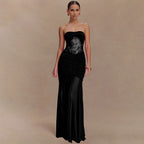 Robe longue bustier plissée transparente pour femme