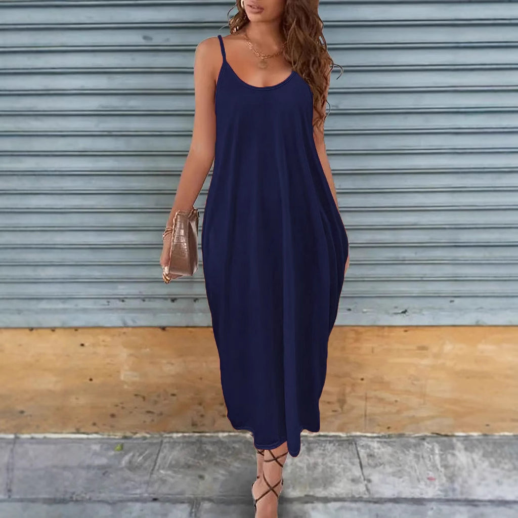 Robe décontractée sans bretelles unie pour femme