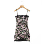 Rose print suspender dress