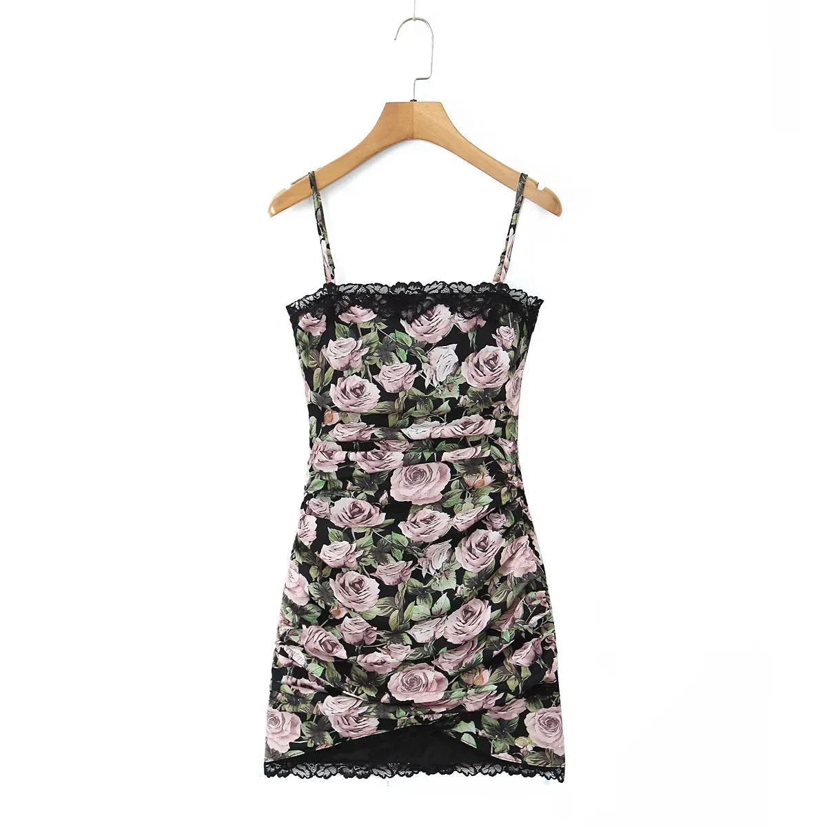 Rose print suspender dress
