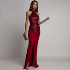Robe Velours Pailleté Fendue